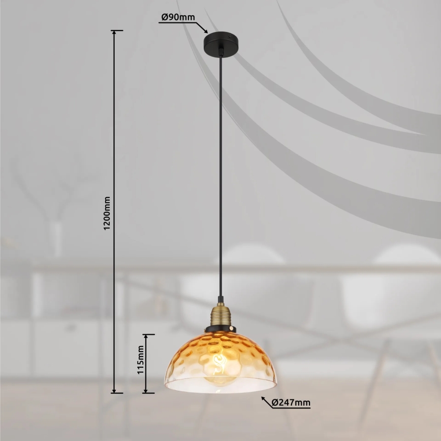 Globo - Luster na sajli 1xE27/60W/230V pr. 25 cm narandžasta