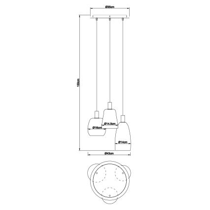 Globo - Luster na sajli 3xE14/40W/230V pr. 43 cm mesing