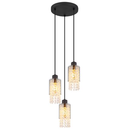 Globo - Luster na sajli 3xE27/40W/230V pr. 25 cm crno