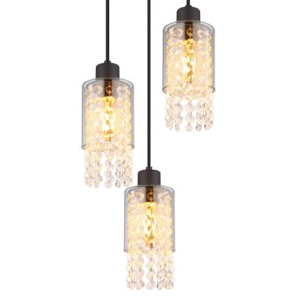 Globo - Luster na sajli 3xE27/40W/230V pr. 25 cm crno