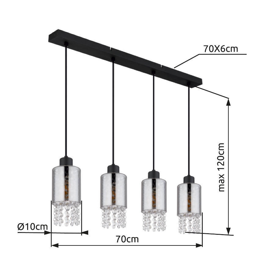 Globo - Luster na sajli 4xE27/40W/230V crno
