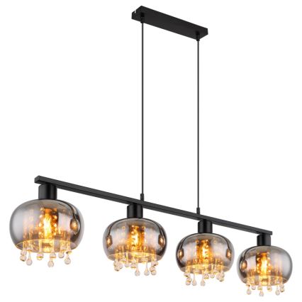 Globo - Luster na sajli 4xE27/9W/230V crno