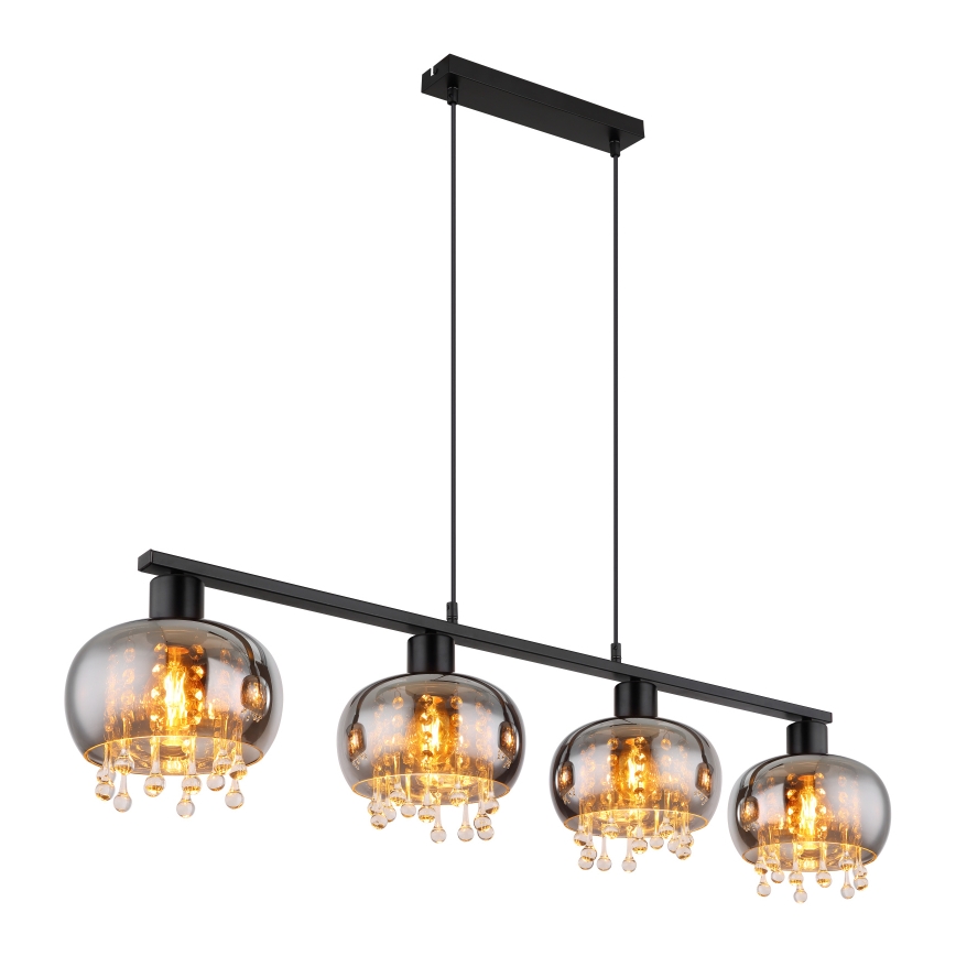 Globo - Luster na sajli 4xE27/9W/230V crno