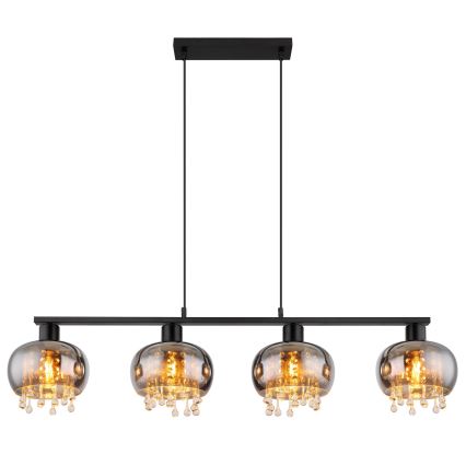Globo - Luster na sajli 4xE27/9W/230V crno