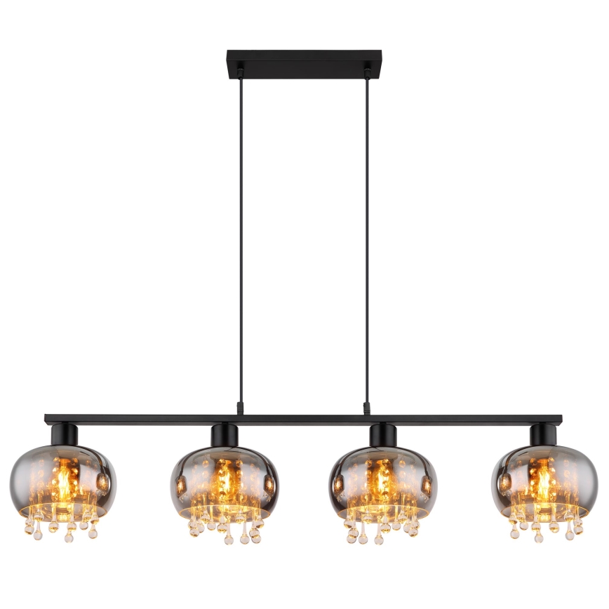 Globo - Luster na sajli 4xE27/9W/230V crno