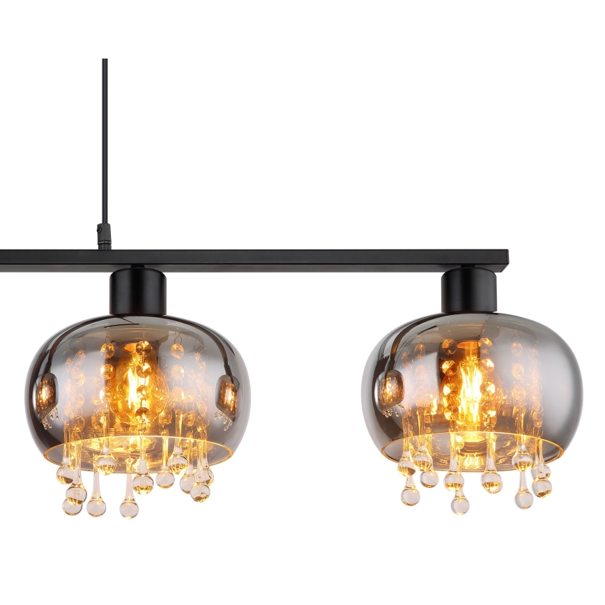 Globo - Luster na sajli 4xE27/9W/230V crno