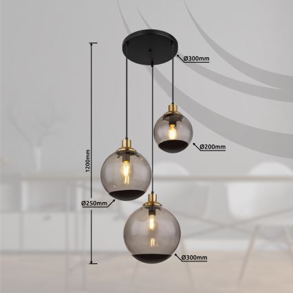 Globo - Luster na sajli 3xE27/40W/230V
