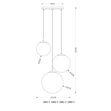 Globo - Luster na sajli 3xE27/40W/230V pr. 51 cm