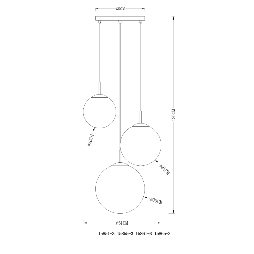 Globo - Luster na sajli 3xE27/40W/230V pr. 51 cm