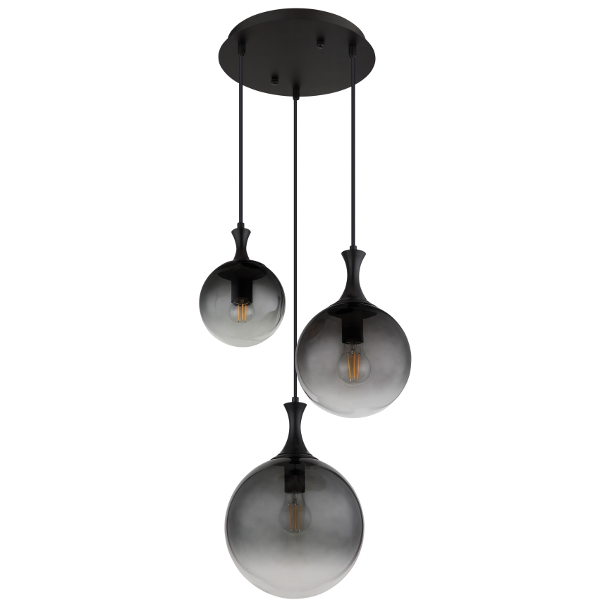 Globo - Luster na sajli 3xE27/10W/230V pr. 48 cm crno