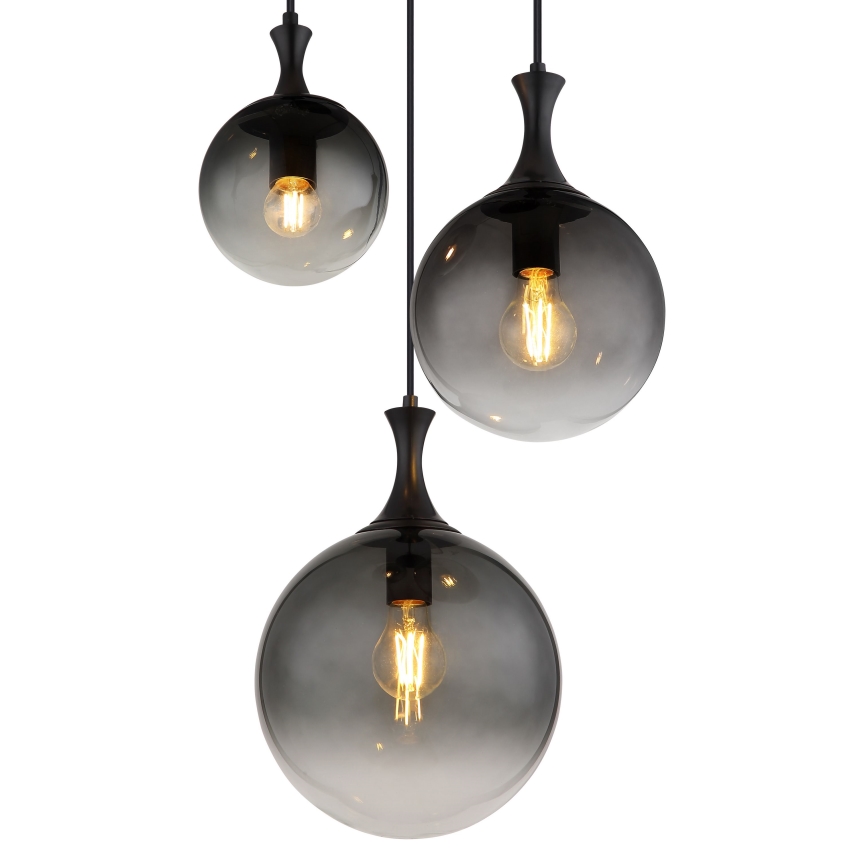 Globo - Luster na sajli 3xE27/10W/230V pr. 48 cm crno