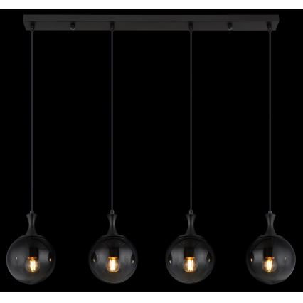 Globo - Luster na sajli 4xE27/10W/230V crno