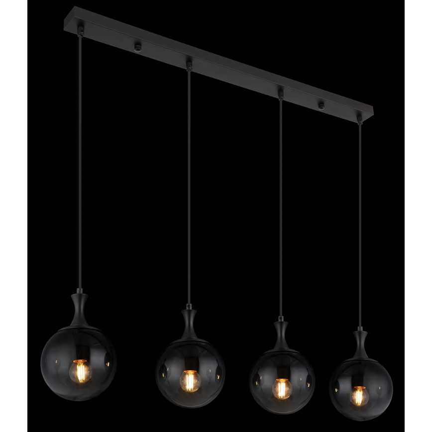 Globo - Luster na sajli 4xE27/10W/230V crno