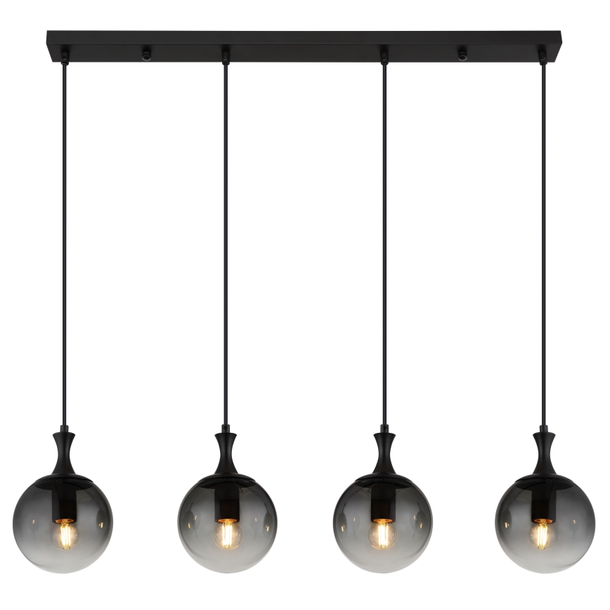 Globo - Luster na sajli 4xE27/10W/230V crno