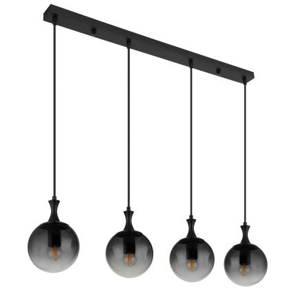 Globo - Luster na sajli 4xE27/10W/230V crno