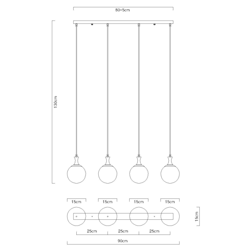 Globo - Luster na sajli 4xE27/10W/230V crno