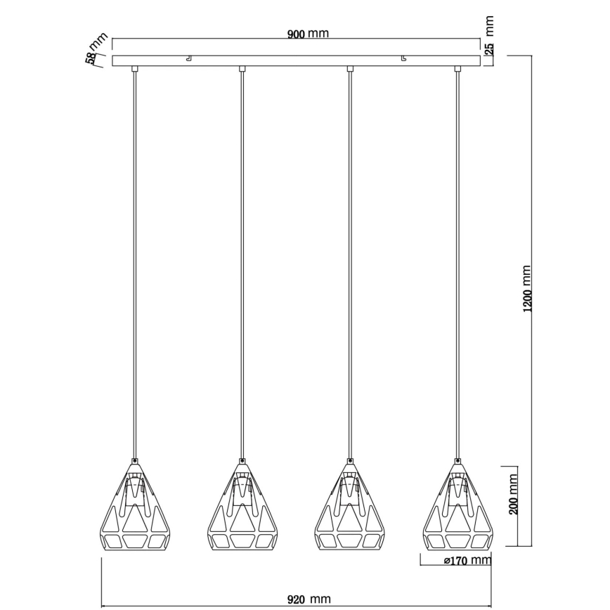 Globo - Luster na sajli 4xE27/40W/230V