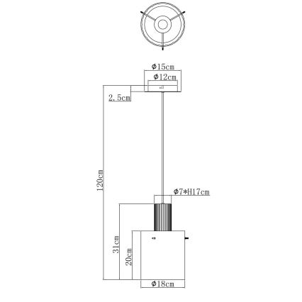 Globo - Luster na sajli 1xE27/40W/230V pr. 18 cm braon