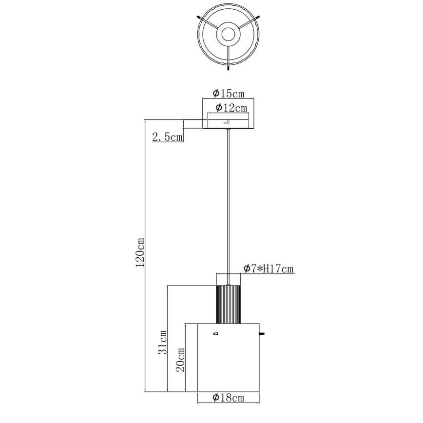 Globo - Luster na sajli 1xE27/40W/230V pr. 18 cm braon