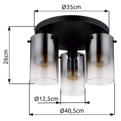 Globo - Nadgradni luster 3xE27/40W/230V pr. 40,5 cm crno