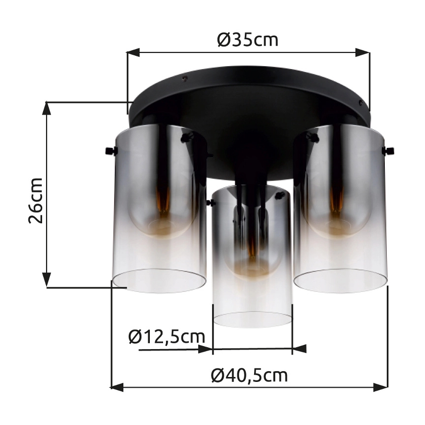 Globo - Nadgradni luster 3xE27/40W/230V pr. 40,5 cm crno