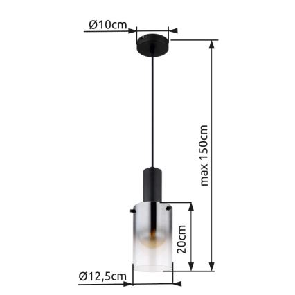 Globo - Luster na sajli 1xE27/40W/230V pr. 12,5 cm crno