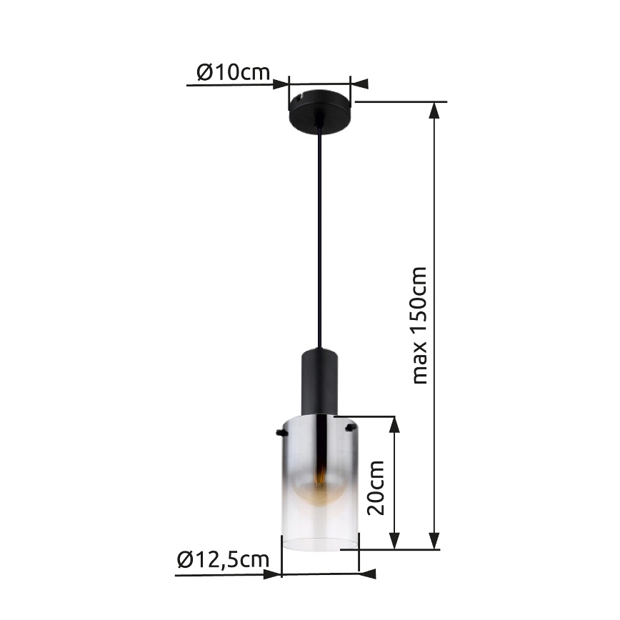 Globo - Luster na sajli 1xE27/40W/230V pr. 12,5 cm crno