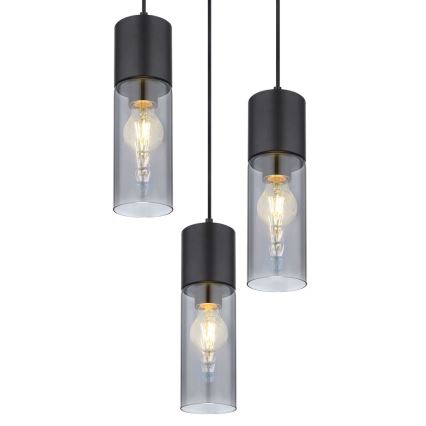 Globo - Luster na sajli 3xE27/25W/230V pr. 30 cm crno