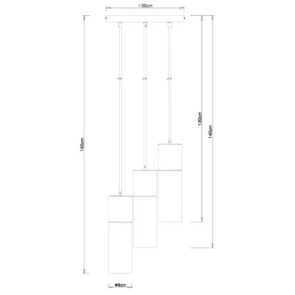 Globo - Luster na sajli 3xE27/25W/230V pr. 30 cm crno