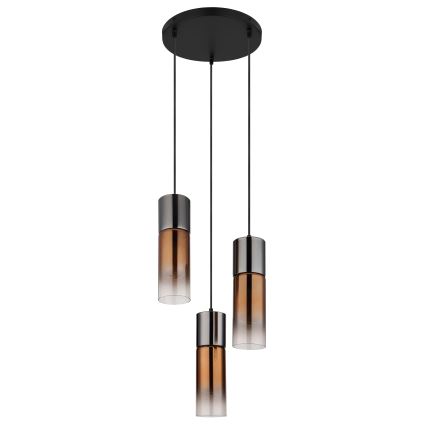 Globo - Luster na sajli 3xE27/25W/230V crno/bakrena
