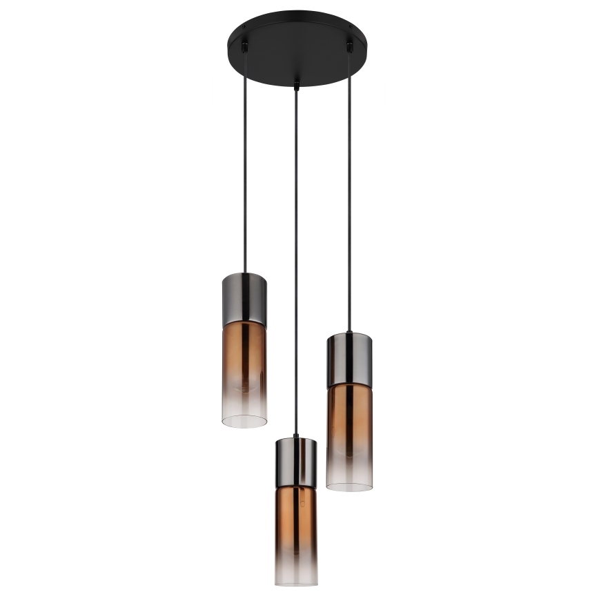 Globo - Luster na sajli 3xE27/25W/230V crno/bakrena