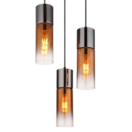 Globo - Luster na sajli 3xE27/25W/230V crno/bakrena