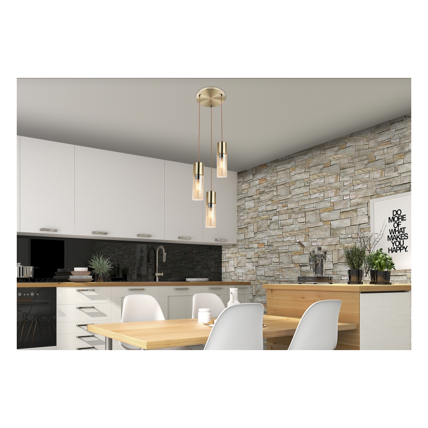 Globo - Luster na sajli 3xE27/25W/230V pr. 30 cm mesing