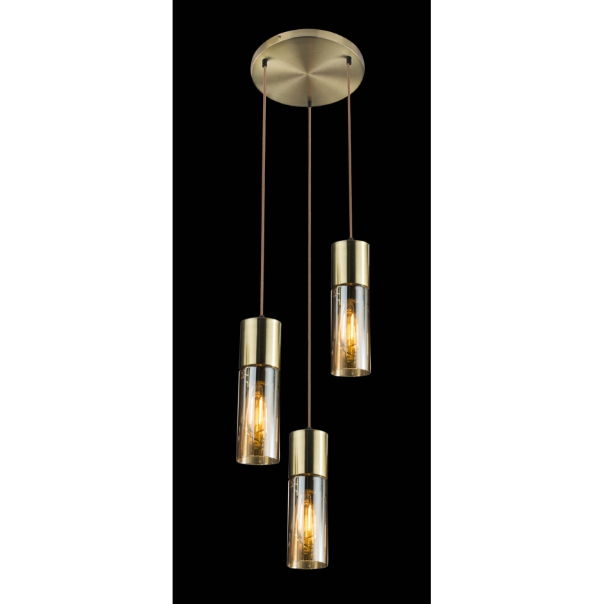 Globo - Luster na sajli 3xE27/25W/230V pr. 30 cm mesing