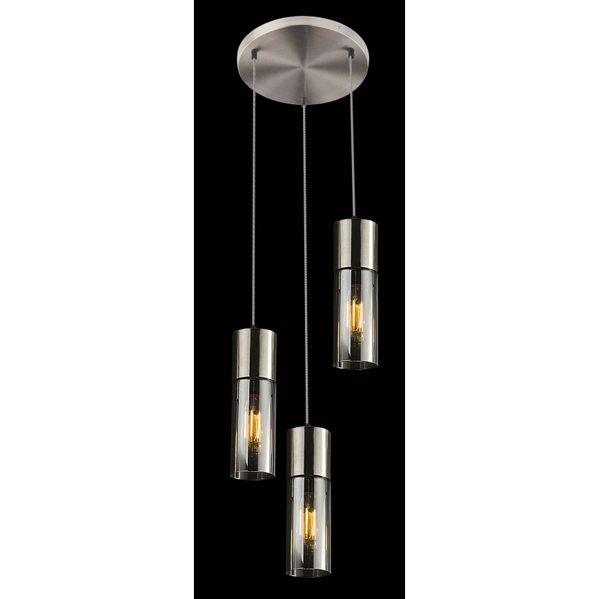 Globo - Luster na sajli 3xE27/25W/230V pr. 30 cm mat krom