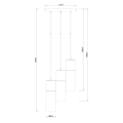 Globo - Luster na sajli 3xE27/25W/230V pr. 30 cm mat krom