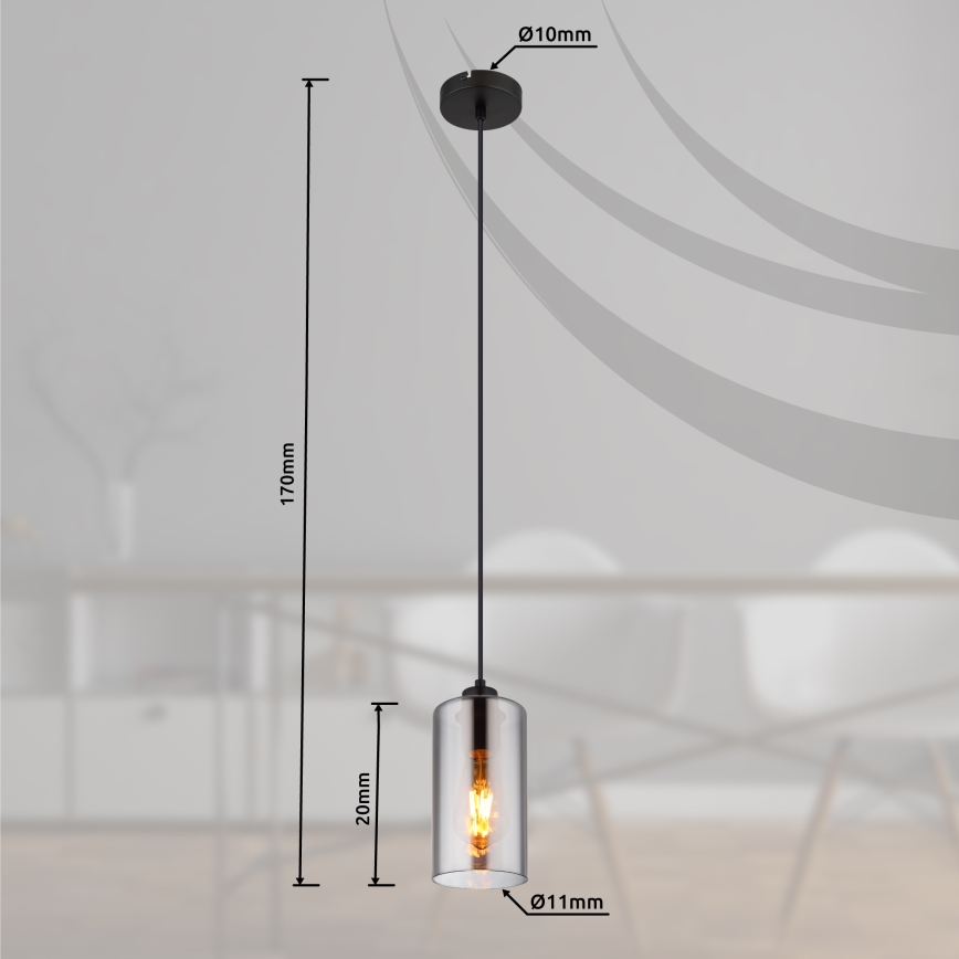 Globo - Luster na sajli 1xE27/25W/230V pr. 11 cm crno