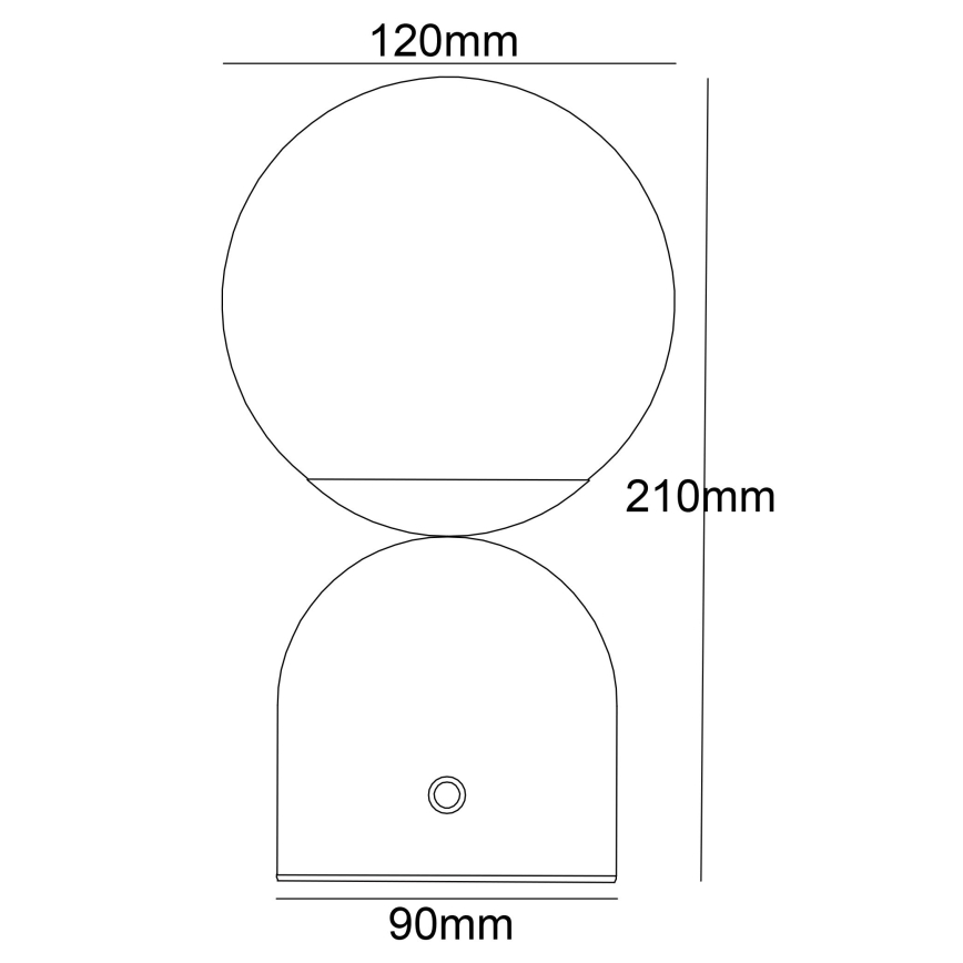 Globo - LED Prigušiva stona lampa na dodir LED/2,5W/3,7V 2700/4000/65000K 1800 mAh USB crno