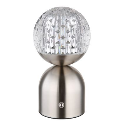 Globo - LED Prigušiva stona lampa na dodir LED/2,5W/3,7V 2700/4000/6500K 1800 mAh USB mat krom