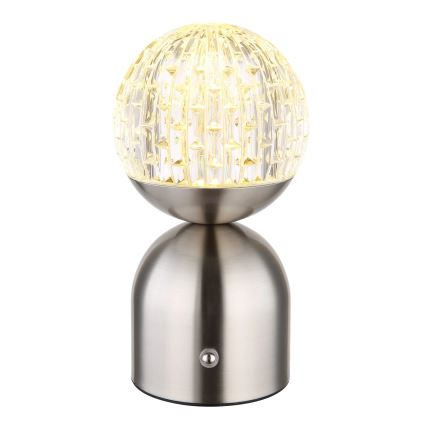 Globo - LED Prigušiva stona lampa na dodir LED/2,5W/3,7V 2700/4000/6500K 1800 mAh USB mat krom