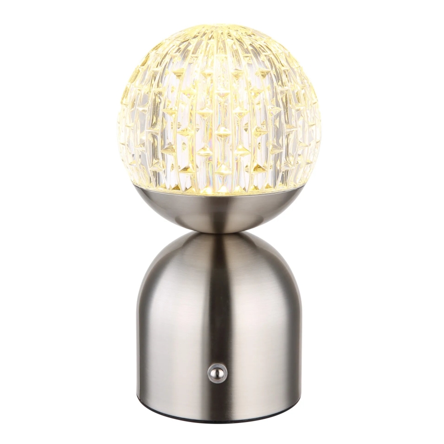 Globo - LED Prigušiva stona lampa na dodir LED/2,5W/3,7V 2700/4000/6500K 1800 mAh USB mat krom