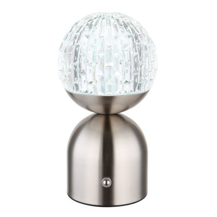 Globo - LED Prigušiva stona lampa na dodir LED/2,5W/3,7V 2700/4000/6500K 1800 mAh USB mat krom