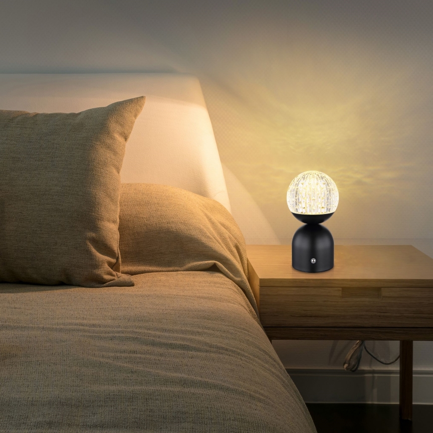 Globo - LED Prigušiva stona lampa na dodir LED/2,5W/3,7V 2700/4000/6500K 1800 mAh USB crno