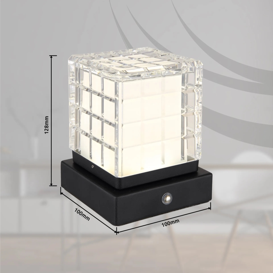 Globo - LED Prigušiva stona lampa na dodir LED/2,5W/3,7V 2700K/4000K/6500K 1800 mAh USB crno
