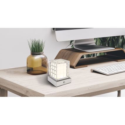 Globo - LED Prigušiva stona lampa na dodir LED/2,5W/3,7V 2700K/4000K/6500K 1800 mAh USB mat krom