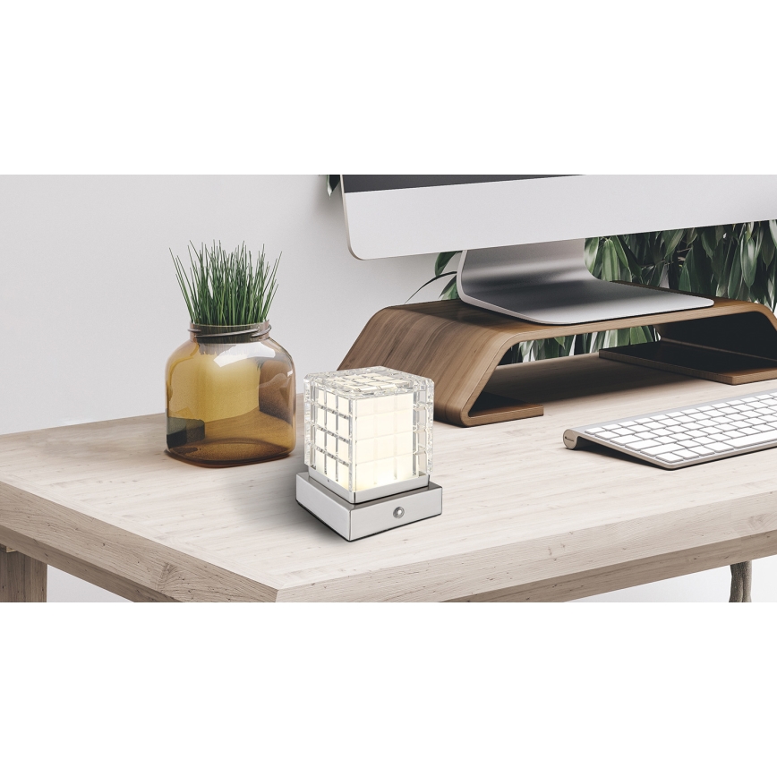 Globo - LED Prigušiva stona lampa na dodir LED/2,5W/3,7V 2700K/4000K/6500K 1800 mAh USB mat krom