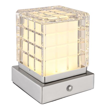 Globo - LED Prigušiva stona lampa na dodir LED/2,5W/3,7V 2700K/4000K/6500K 1800 mAh USB mat krom