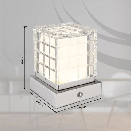 Globo - LED Prigušiva stona lampa na dodir LED/2,5W/3,7V 2700K/4000K/6500K 1800 mAh USB mat krom