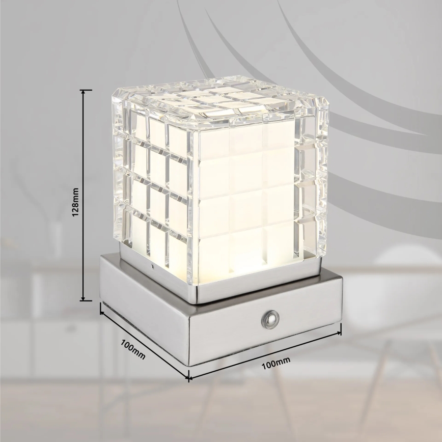 Globo - LED Prigušiva stona lampa na dodir LED/2,5W/3,7V 2700K/4000K/6500K 1800 mAh USB mat krom