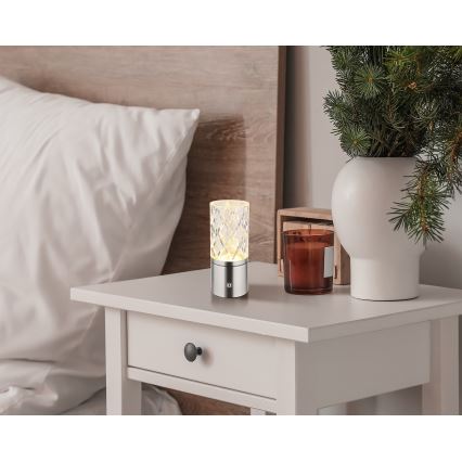 Globo - LED Prigušiva stona lampa na dodir LED/2,5W/3,7V 2700K/4000K/6500K 1800 mAh USB mat krom